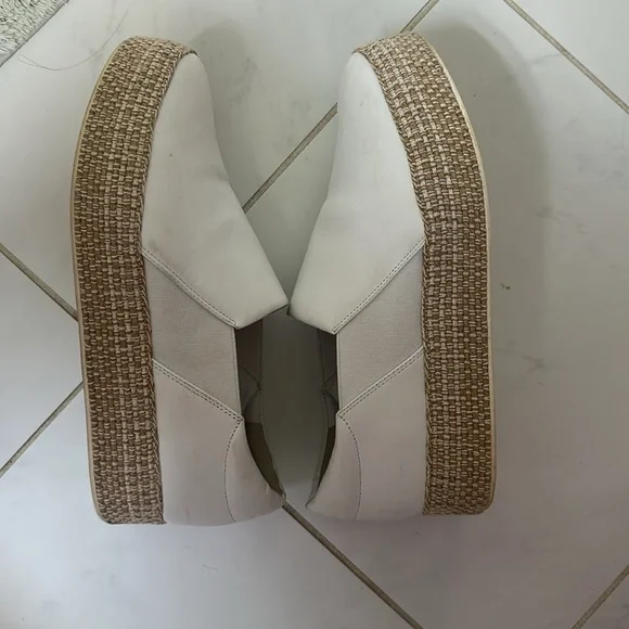 Vince Wilden white leather slip-on espadrille platform sneaker 38.5 8.5 worn 3x - Picture 8 of 9